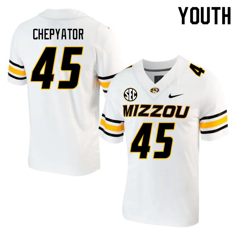 Youth #45 Kibet Chepyator Missouri Tigers College 2023 Football Stitched Jerseys Sale-White